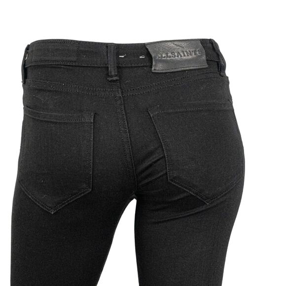 ALL SAINTS Women's Button Mast Skinny Jeans Jet Black size 24 - Picture 10 of 11